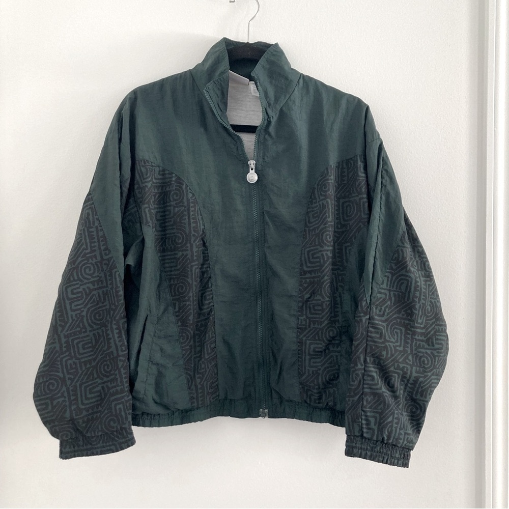 Reebok Vintage Tribal Pattern Green Track Jacket, Size Small